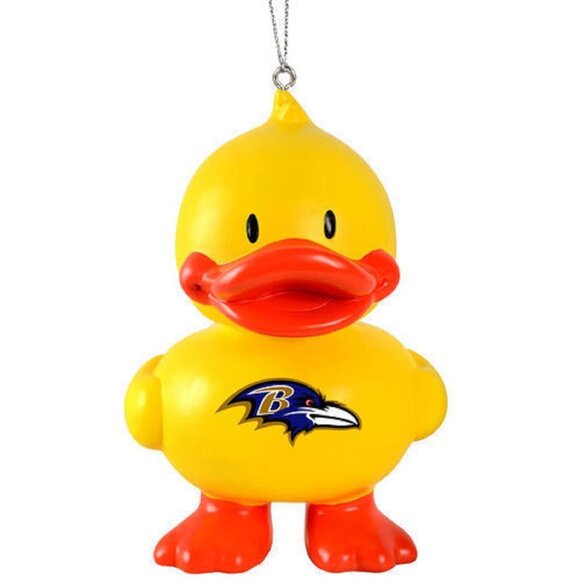 NFL Baltimore Ravens Rubber Yellow Duck Team Logo Christmas Ornament NEW - Picture 1 of 6